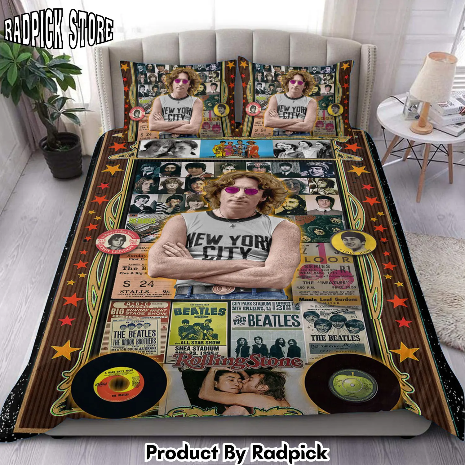 Radpick the beatles john lennon all over printed bedding set q220203 rp3271393